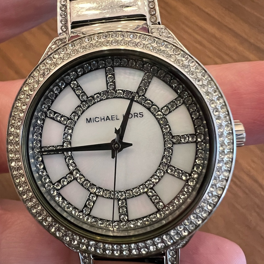 Michael Kors Silver and Black Crystal Watch